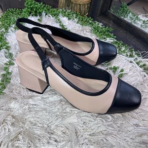 ASOS Tan & Black Slip On Chunky Heel Size 8